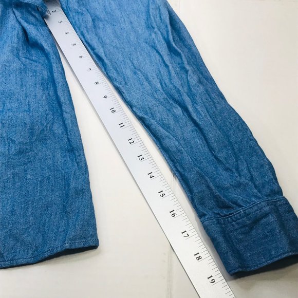 Isabel Maternity Women's Sz Medium Long Sleeve Button Down Blue Denim Shirt New - Picture 10 of 13